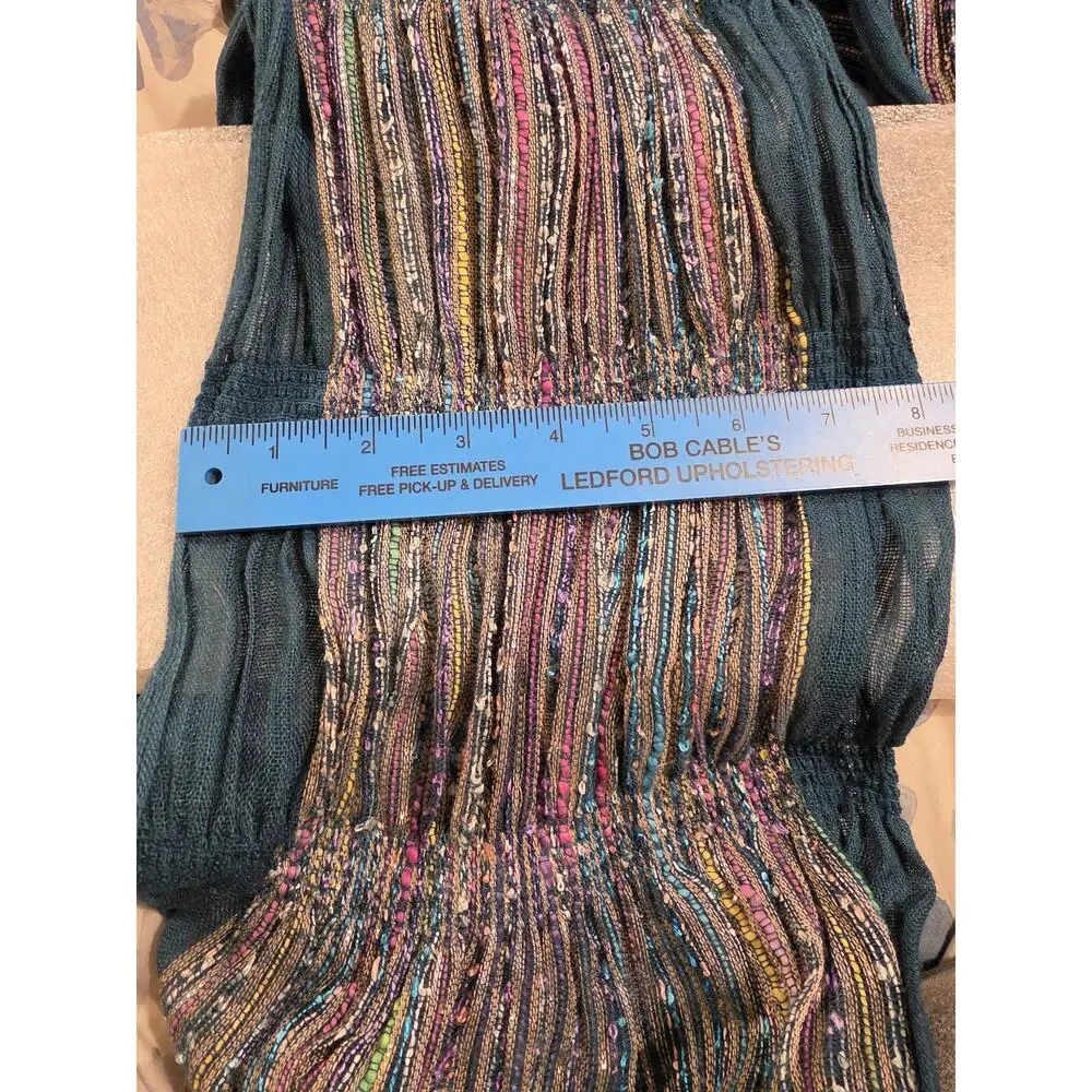 Extra long doublesided versatile scarf shawl handmade metallic threads statement